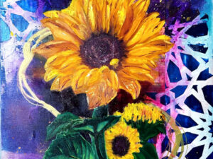 "Summer roadtrip" oil and mixed media original painting