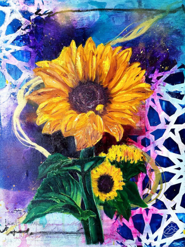 "Summer roadtrip" oil and mixed media original painting