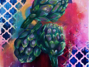 "Nostalgic" oil and mixed media original painting