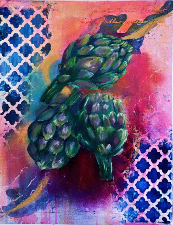 "Nostalgic" oil and mixed media original painting