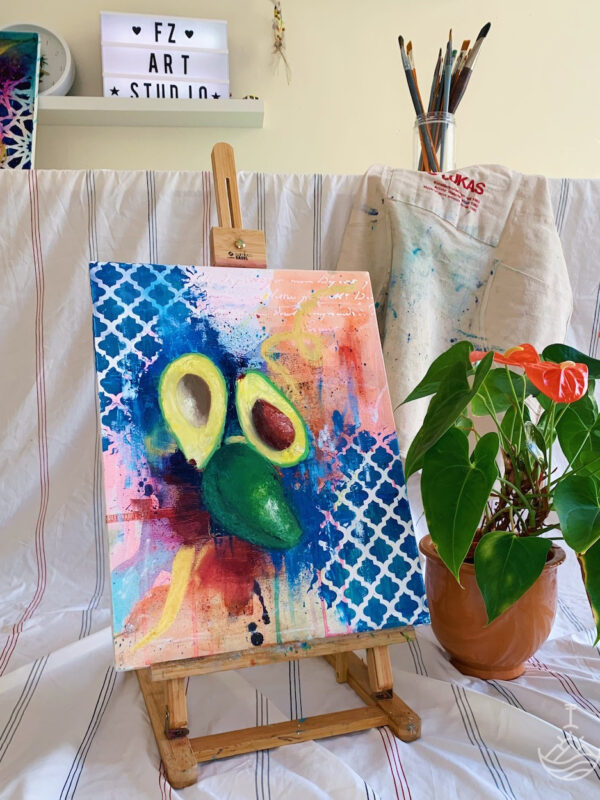 "Neighbor" oil and mixed media original painting