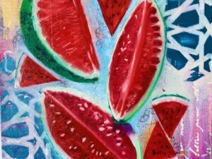 "This is not watermelon" oil and mixed media original painting